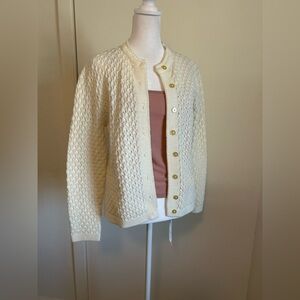 VINTAGE CARDI Cream Button-Up Women's Sweater Small
